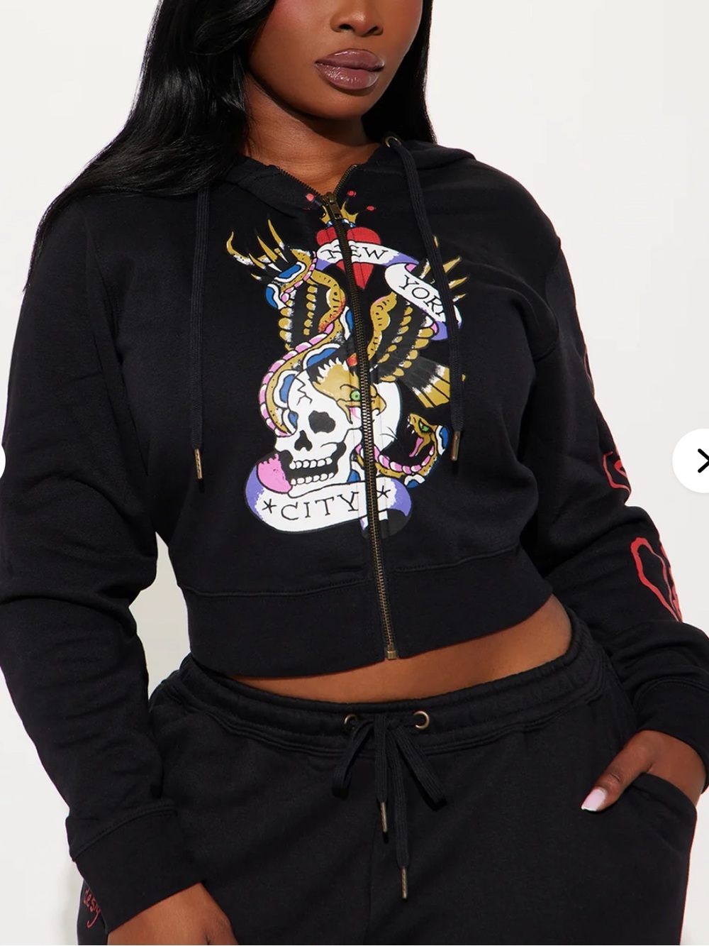 Ed Hardy NYC Zip Front Hoodie Size Medium